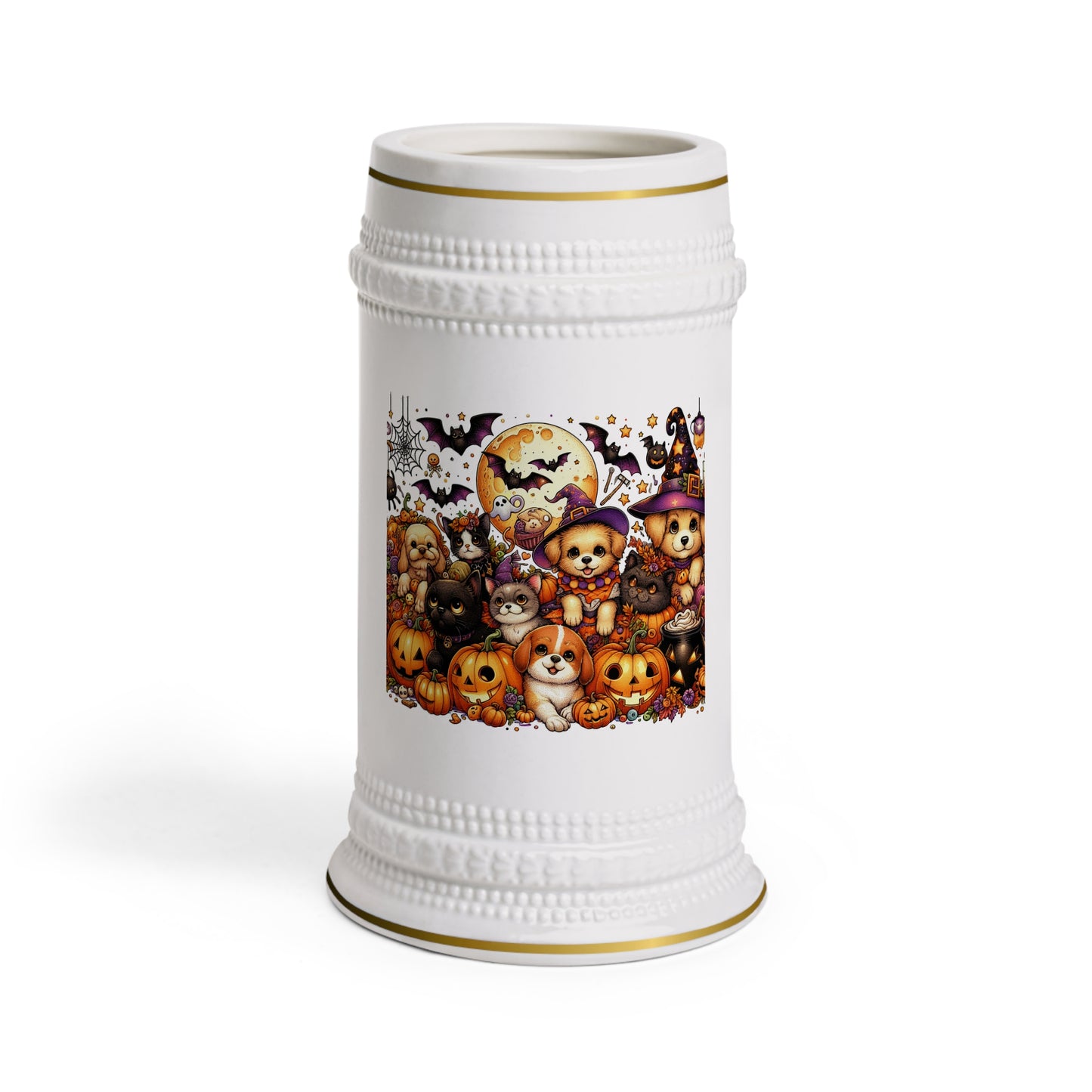 Adorable Halloween Stein Mug - Perfect for Fall Celebrations, Sipping Beverages, and Festive Decor, Halloween Gift, Teddy Bear Design