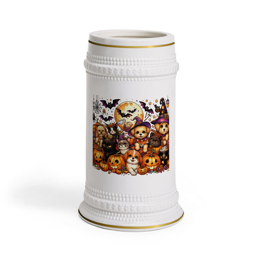 Adorable Halloween Stein Mug - Perfect for Fall Celebrations, Sipping Beverages, and Festive Decor, Halloween Gift, Teddy Bear Design