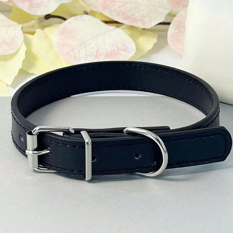 Dog Collar Simple Pet Collar Flat Cat Leather Collar with Bell Multicolor Non-strangled Collar