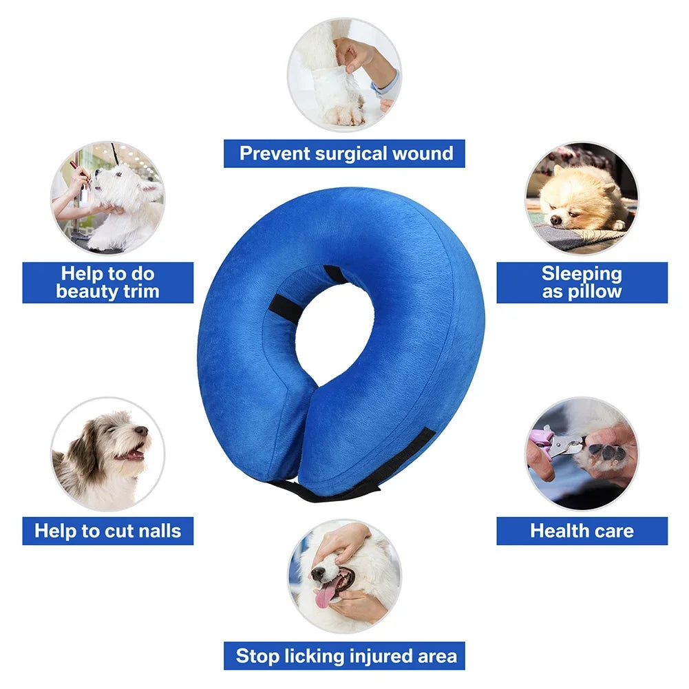 Dog Collar After Surgery Protective Inflatable Soft Blow Up Collar For Pet Recovery for Small Medium Large Dogs Cats Drink Eat