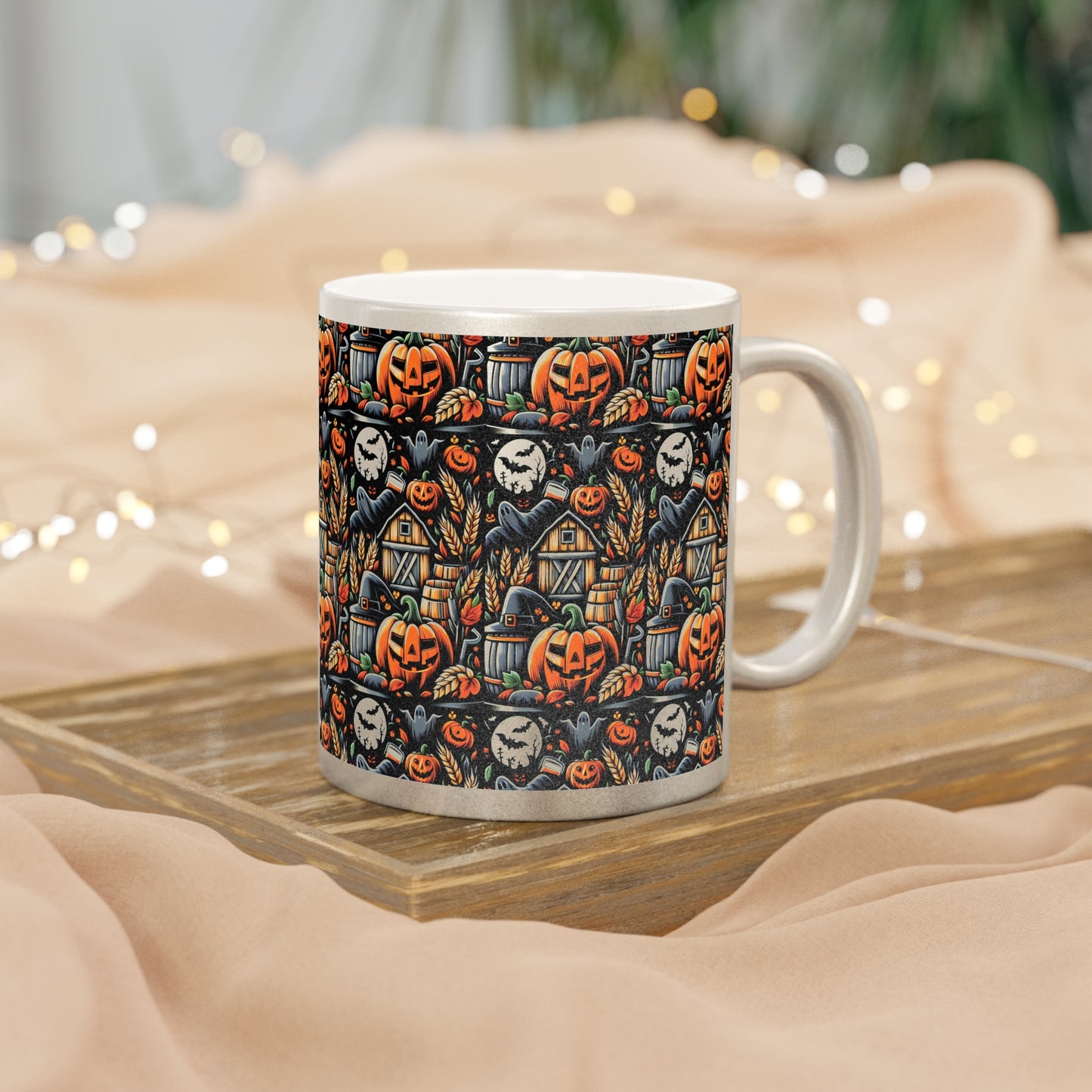 Halloween-Themed Metallic Mug, Spooky Pumpkin and Ghost Design, Perfect for Fall Decor, Gift for Halloween Lovers, Seasonal Drinkware, [...]