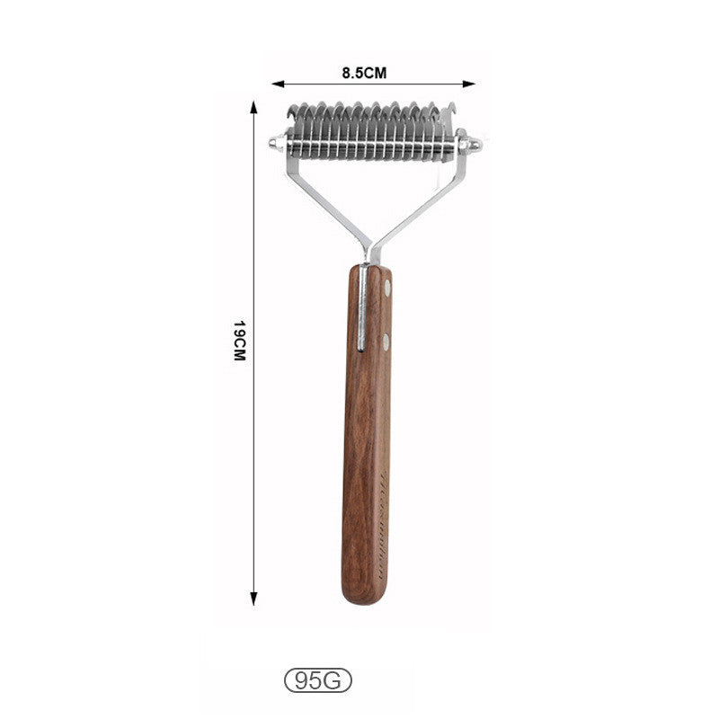 Solid Wood Pet Hair Remover - Natural Grooming Comb