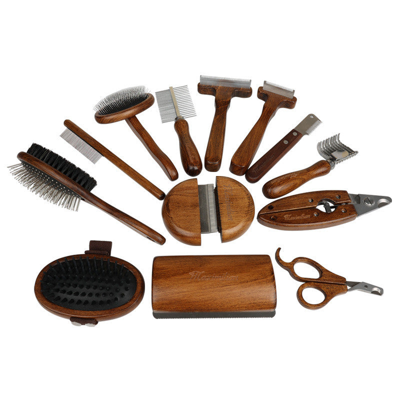 Solid Wood Pet Hair Remover - Natural Grooming Comb