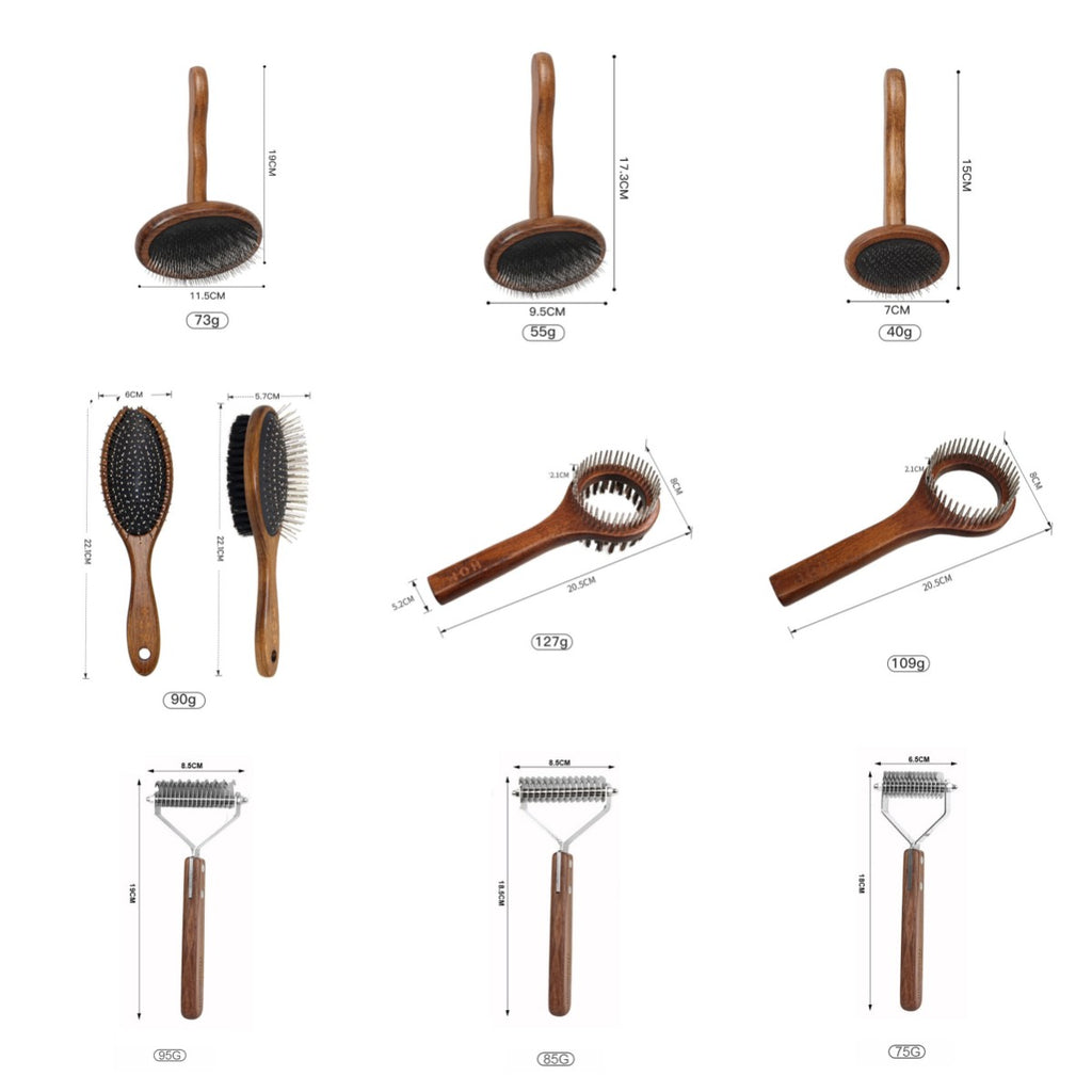 Solid Wood Pet Hair Remover - Natural Grooming Comb