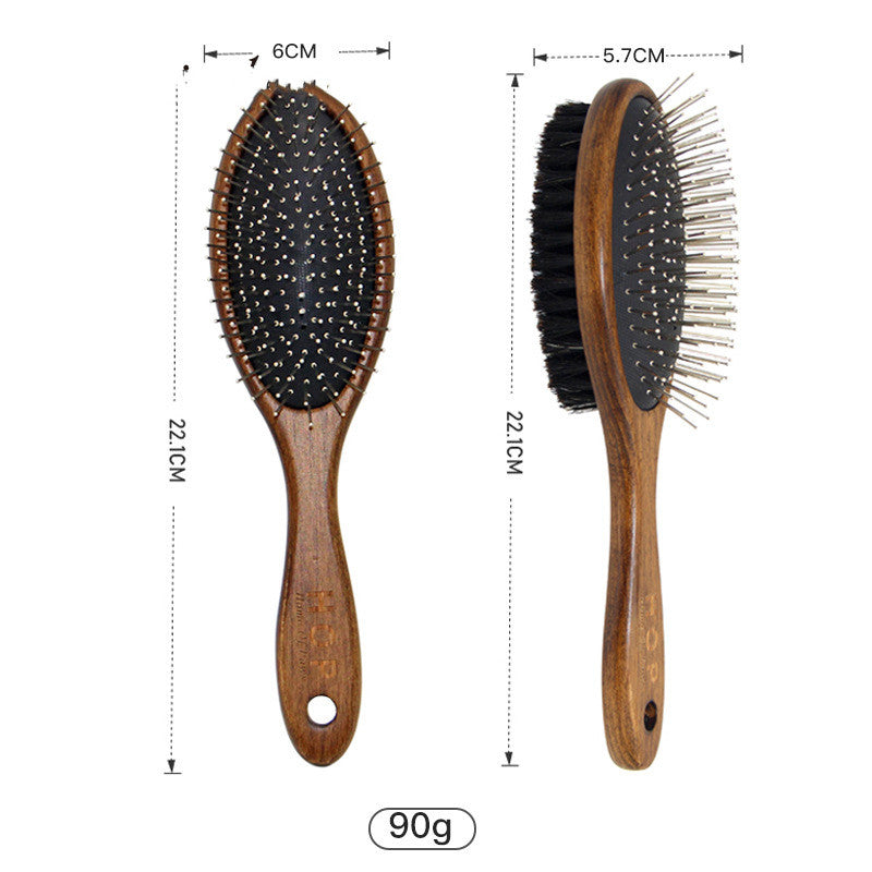 Solid Wood Pet Hair Remover - Natural Grooming Comb