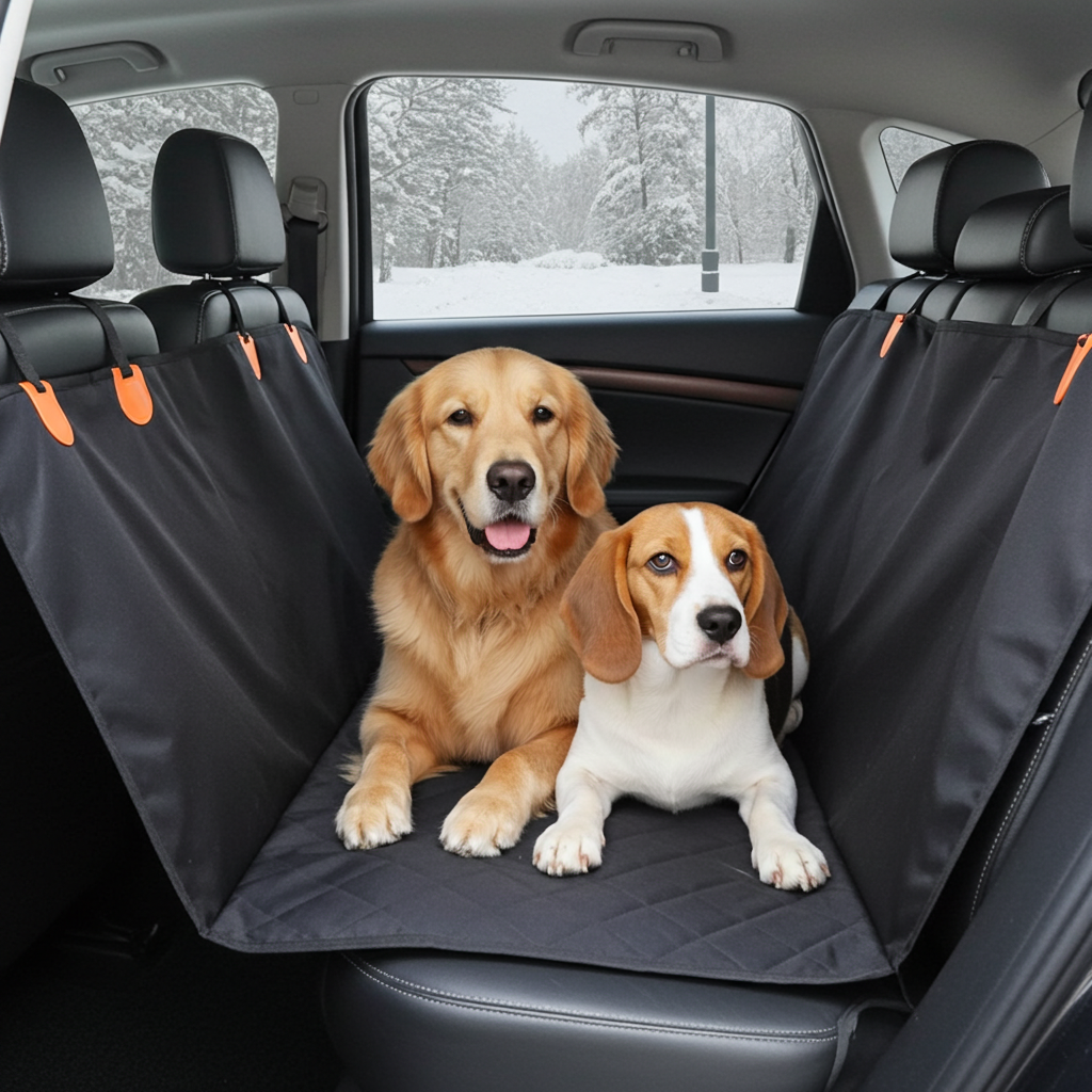 Waterproof Dog Car Hammock - Back Seat Protector with Storage