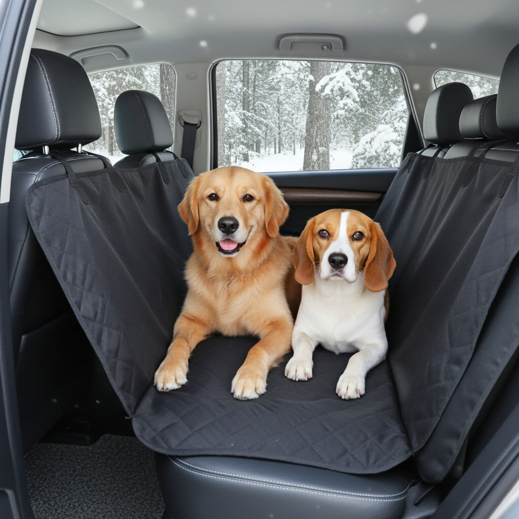 Waterproof Dog Car Hammock - Back Seat Protector with Storage